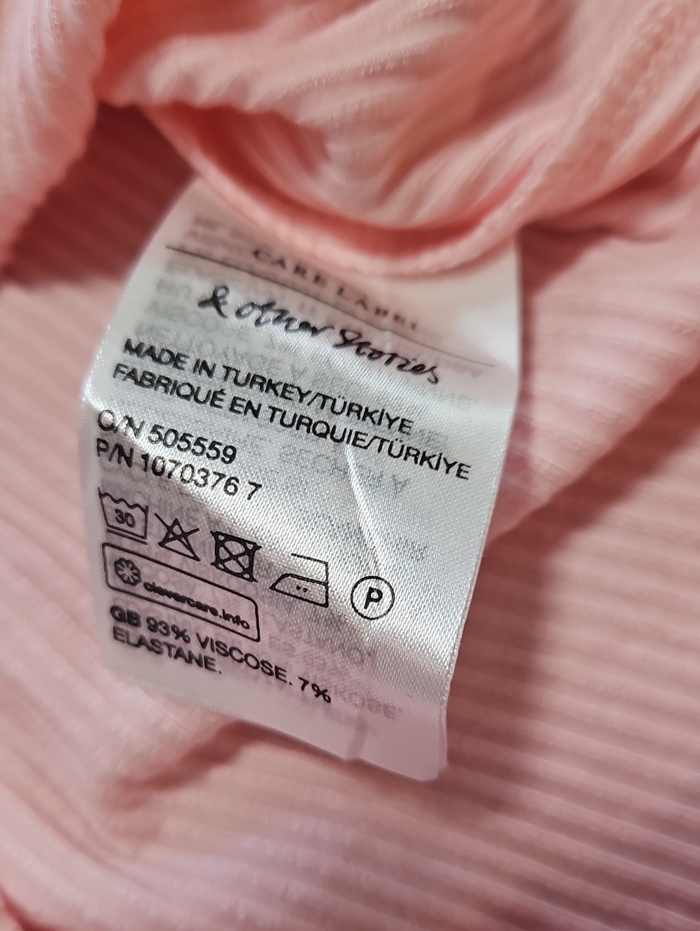 & Other Stories Pink Ribbed Tank Size XS - Picture 9 of 10